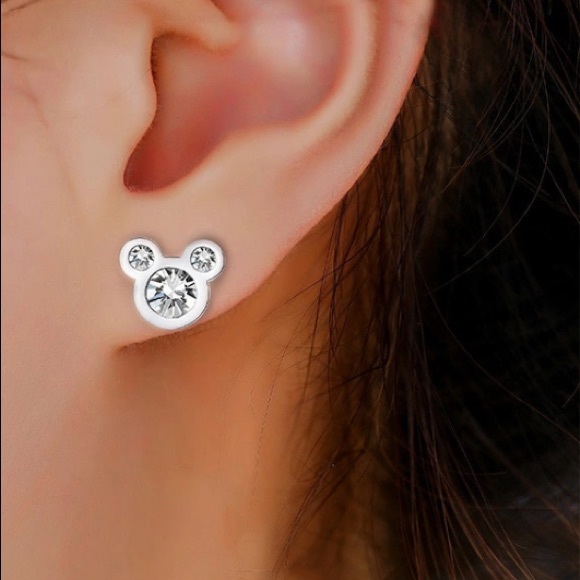 MICKEY PINK Crystal Stud Earrings With Gift Bag - Picture 2 of 5